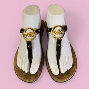 Michael Kors Sandals Black with Gold Hardware Size 8